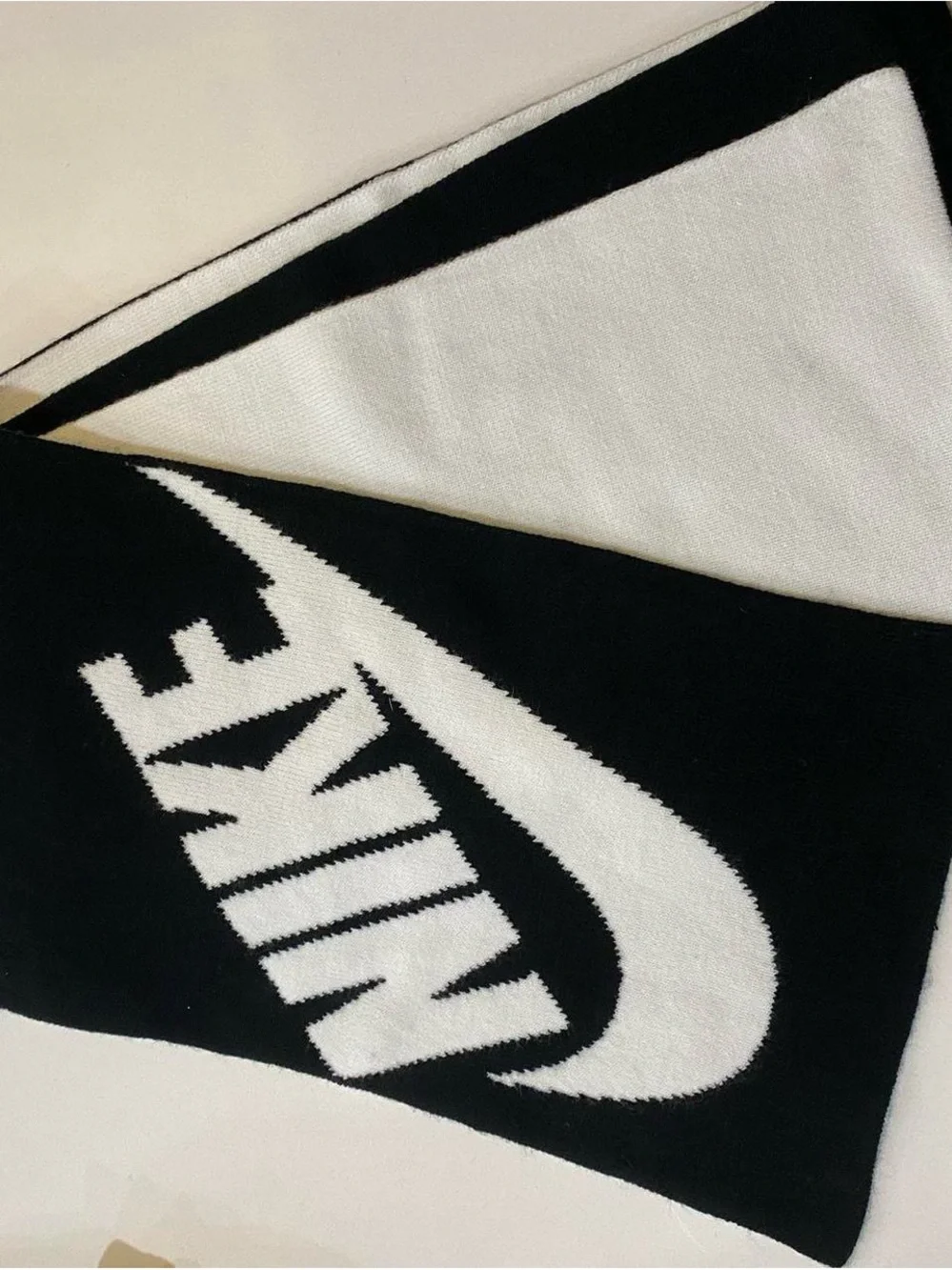 Nike Black and White Swoosh Knit Scarf